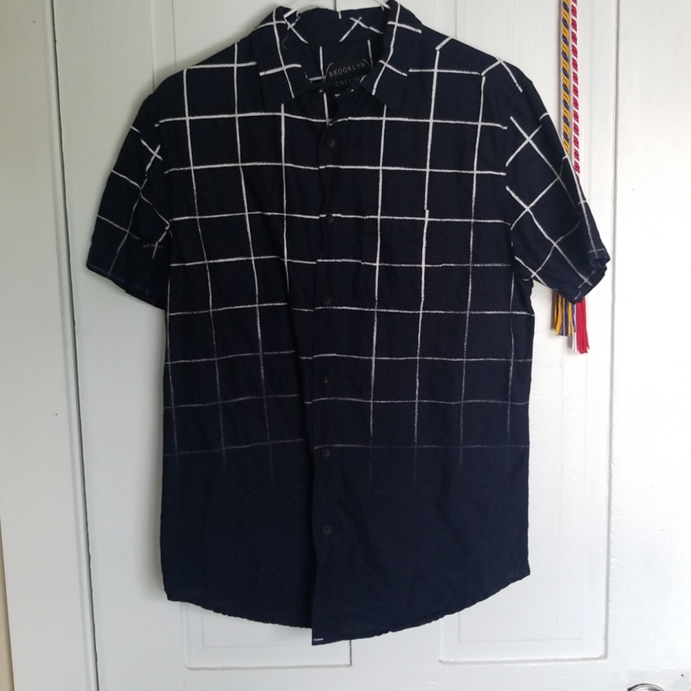 aeropostale dark blue grid shirt with fading end